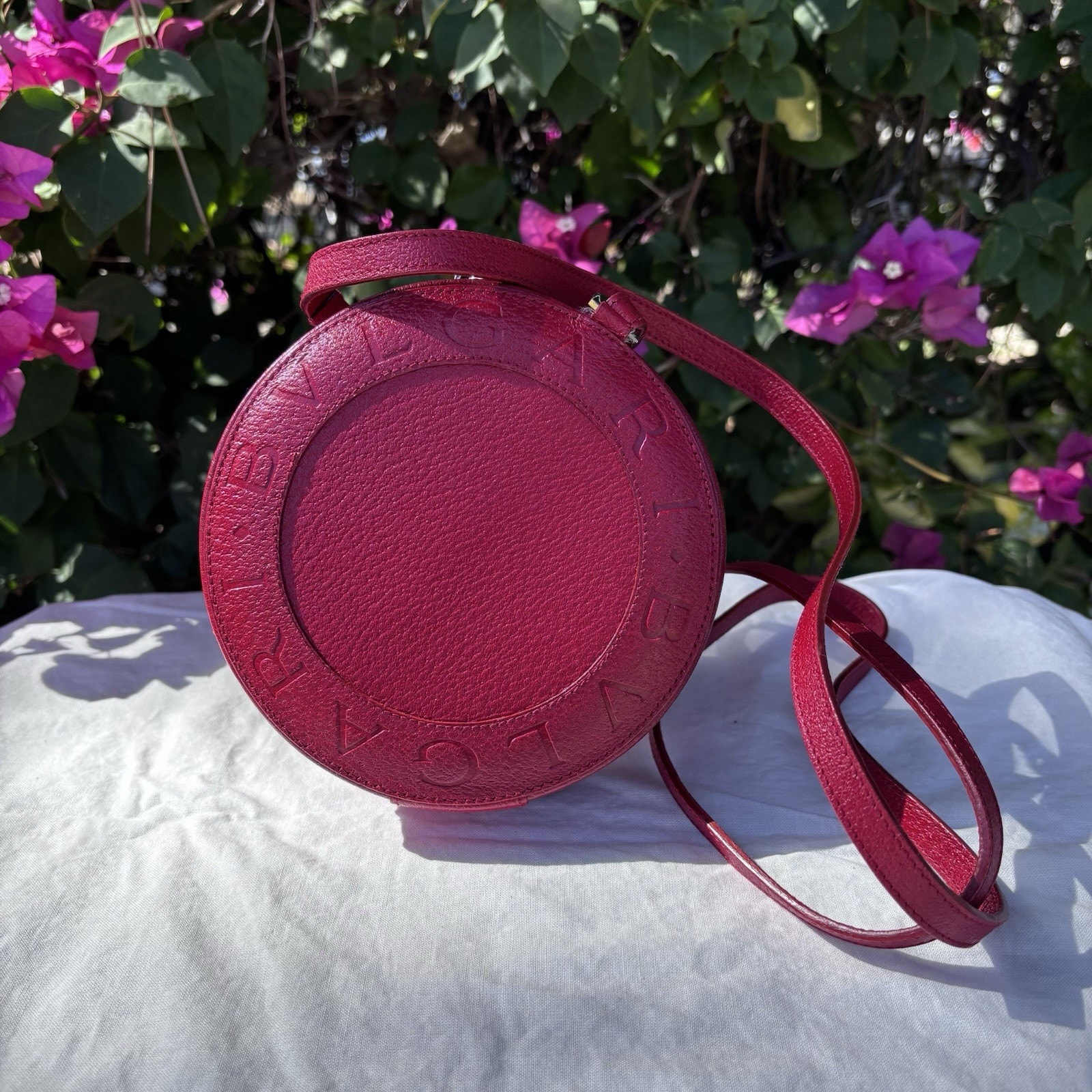 Bvlgari B Zero 1 Yo-Yo Leather Round Shoulder Bag Red